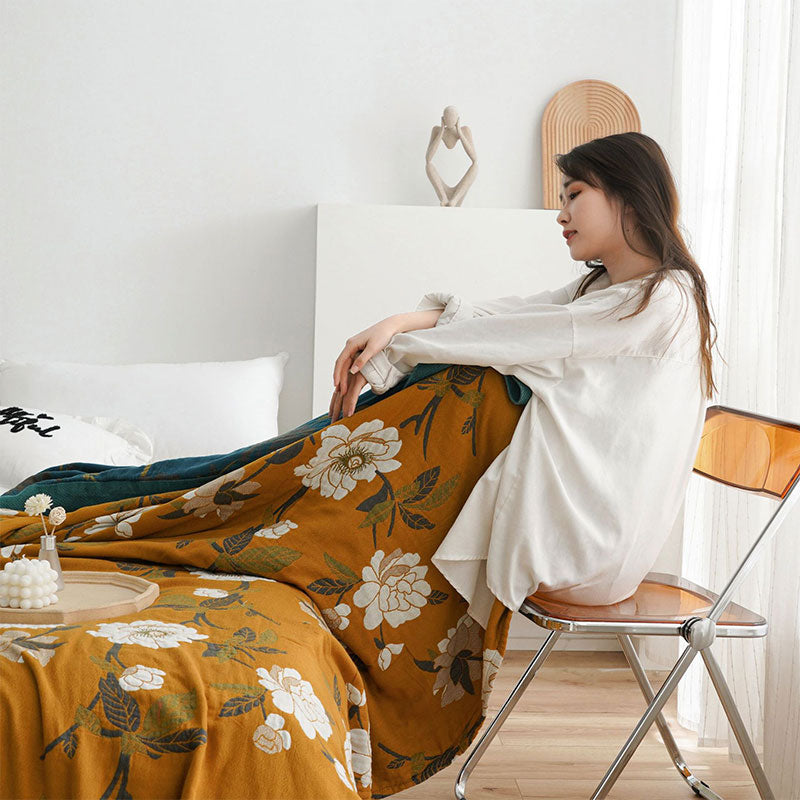 Ownkoti Boho Yellow Flower Reversible Cotton Quilt - image 3
