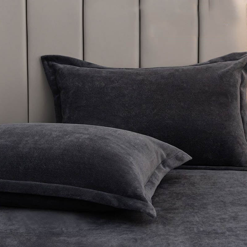 Ownkoti Solid Color Fleece Pillowcases(2PCS) - Dark Gray - 16" x 21" - image 2