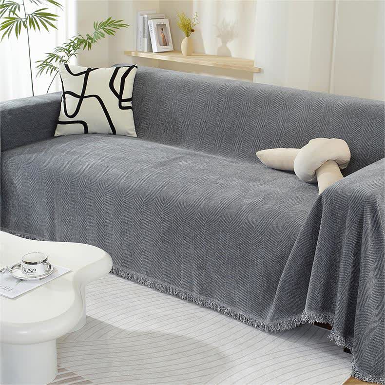 Ownkoti Chenille Herringbone Tassel Couch Cover - image 9