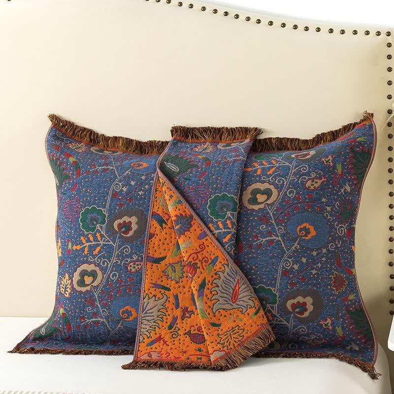 Ownkoti Cotton Gauze Vintage Floral Pillow Towel(2PCS)