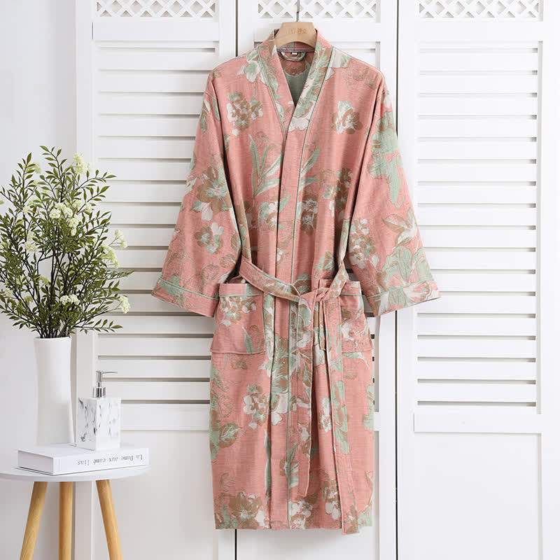 Ownkoti Pure Cotton Elegant Floral Soft Bathrobe