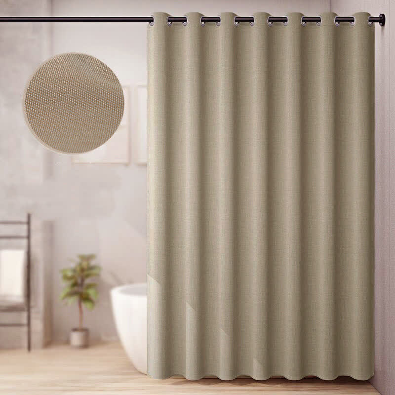 Ownkoti Luxurious Simple Style Flax Shower Curtain - Khaki - 86"W x 79"L - image 0
