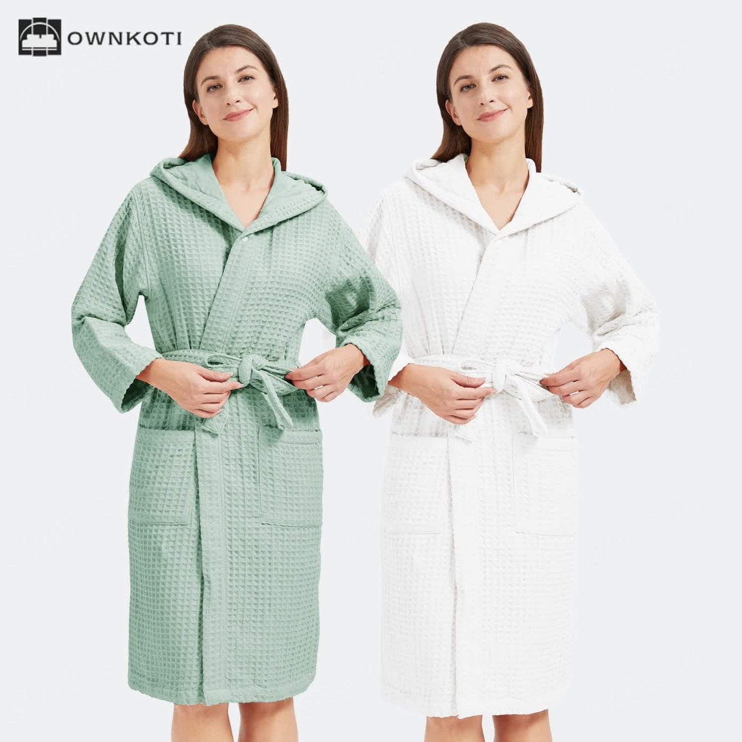 Ownkoti Pure Cotton Waffle Textured Breathable Bathrobe