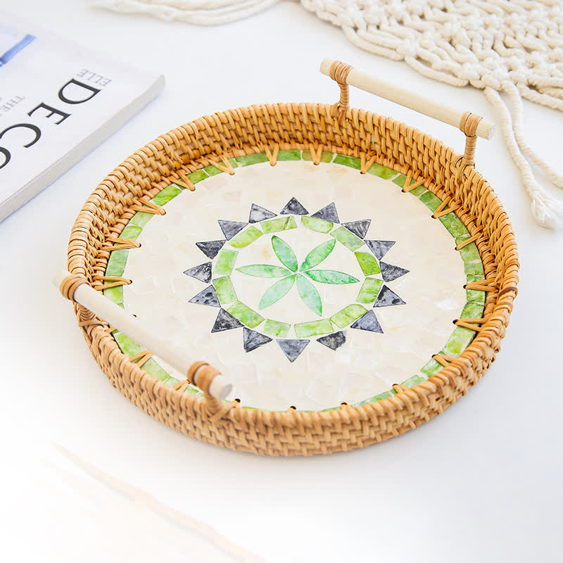 Ownkoti Rattan Woven Tray Snack Storage Basket