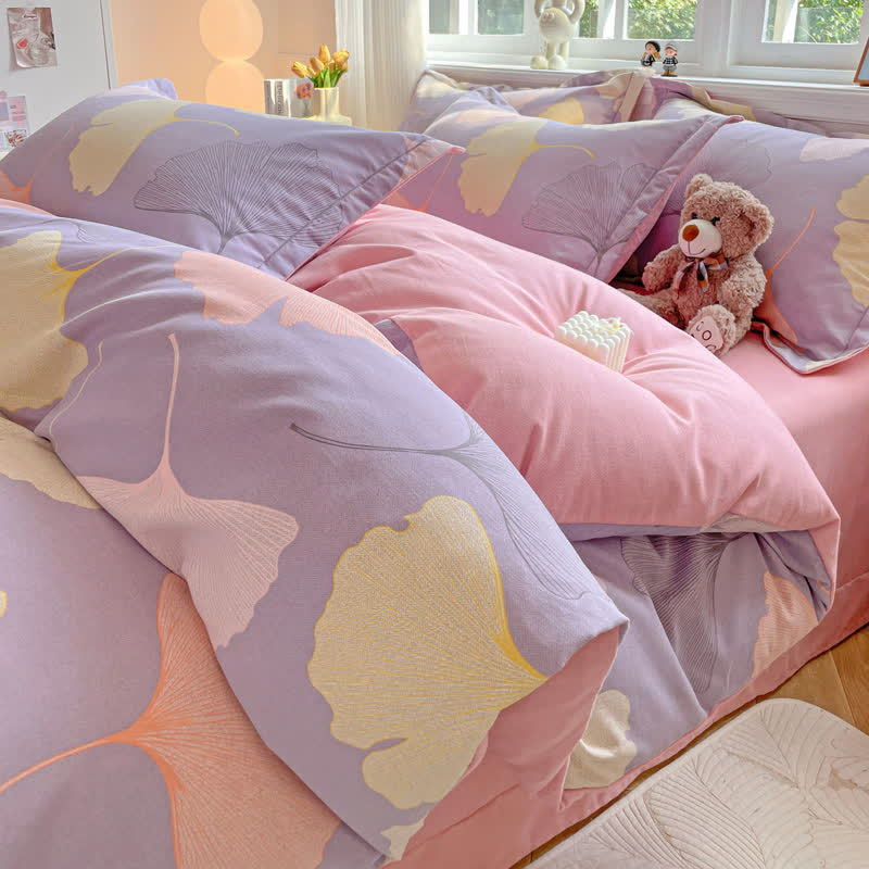 Ginkgo Leaf Warm Brushed Cotton Bedding Set(4PCS) - image 4