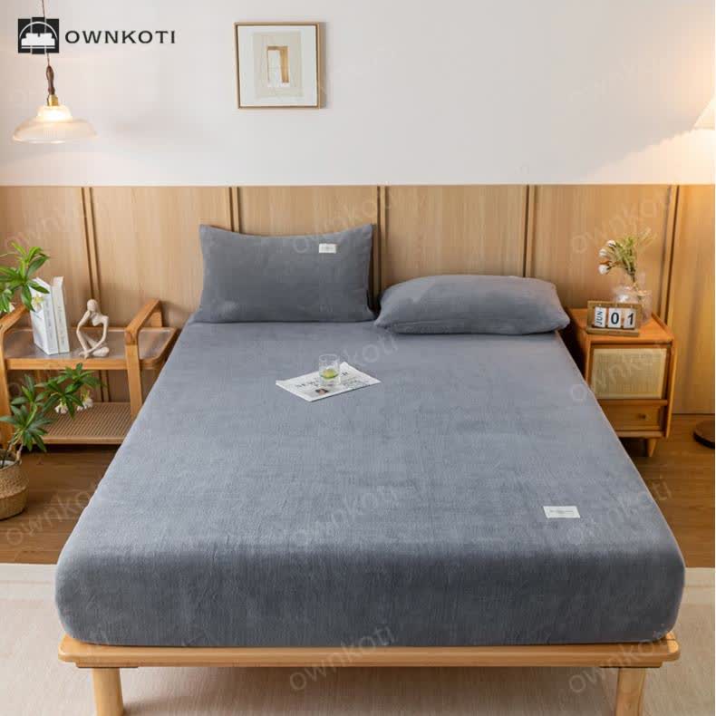 Ownkoti Solid Color Soft Flannel Fitted Sheet