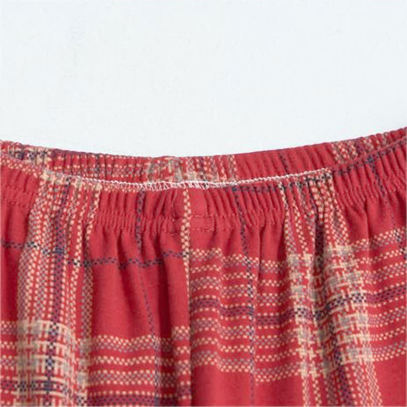 Ownkoti Lattice Cotton Long Sleeves Pajama Set