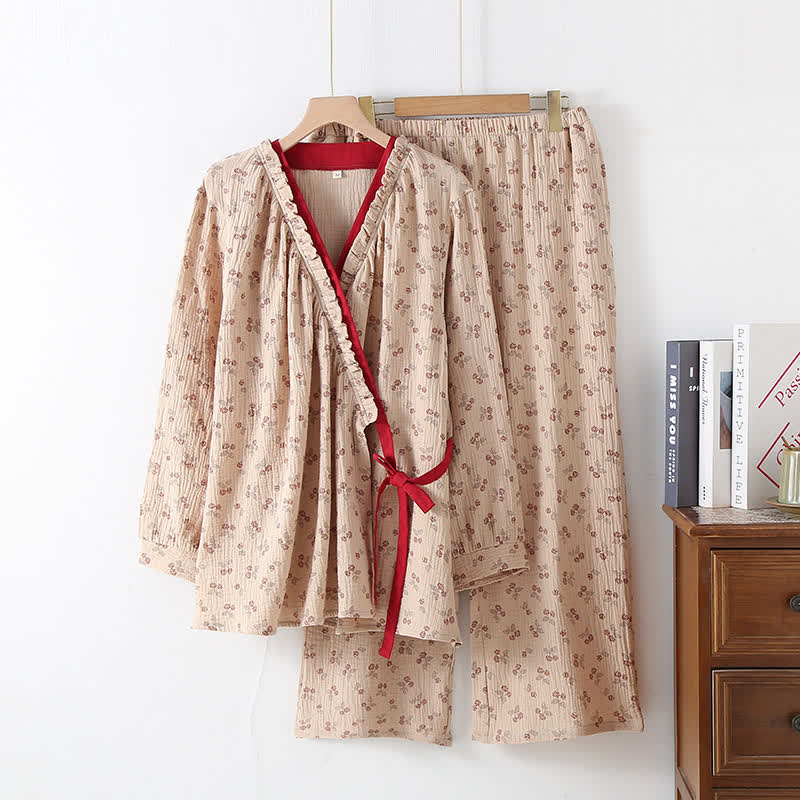 Ownkoti Kimono Rural Rose Cotton Gauze Pajama Set