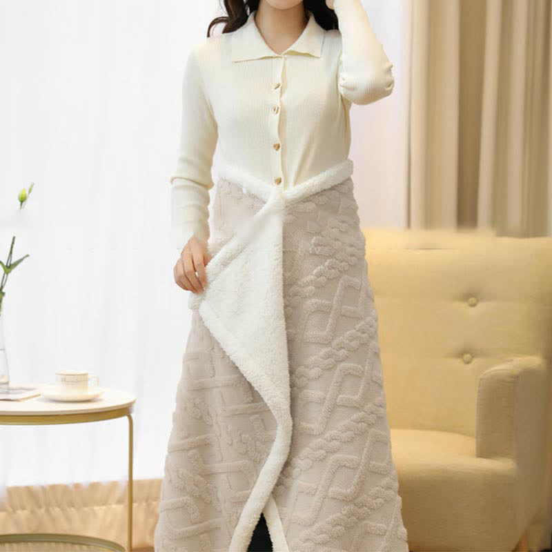 Ownkoti Argyle Pattern Warm Fleece Shawl Blanket