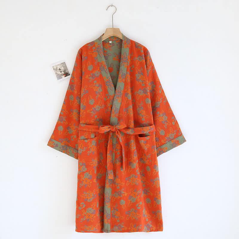 Ownkoti Double Layer Cotton Gauze Kimono Bathrobe