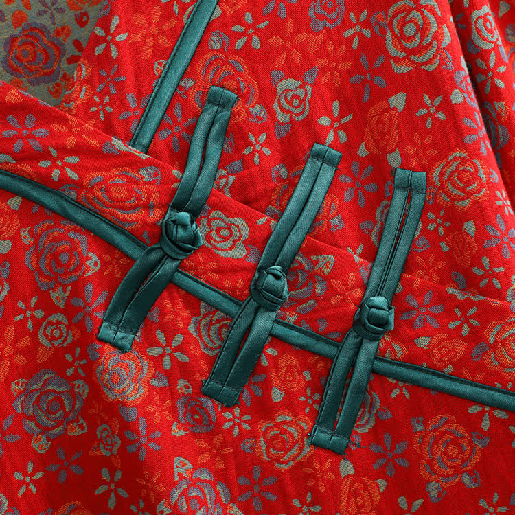 Ownkoti Plus Size Frog Button Rose Cotton Nightwear Set - image 7