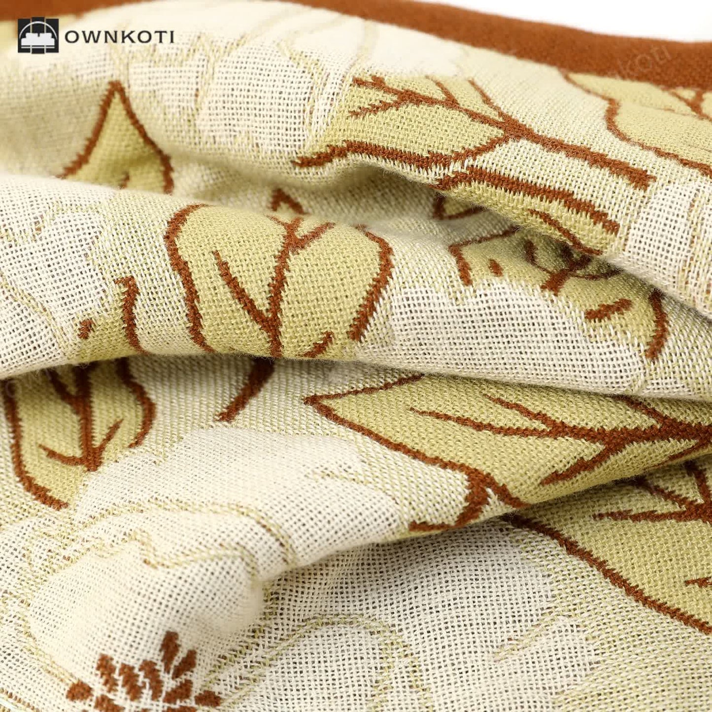 Ownkoti Cotton Gauze Jacquard Retro Floral Kitchen Towel