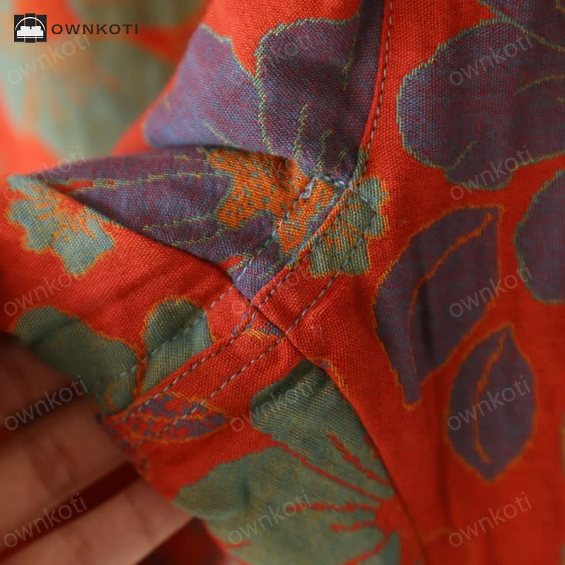 Ownkoti Jacquard Floral Cotton Short-sleeve Pajama Set