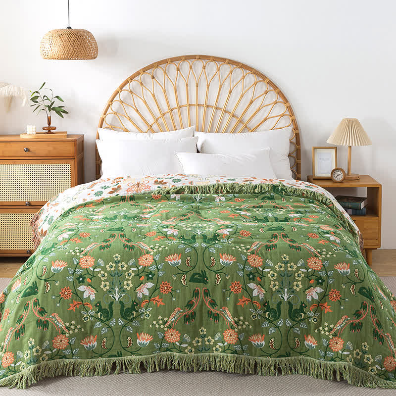 Retro Bear Prints Misty Gauze Summer Quilt