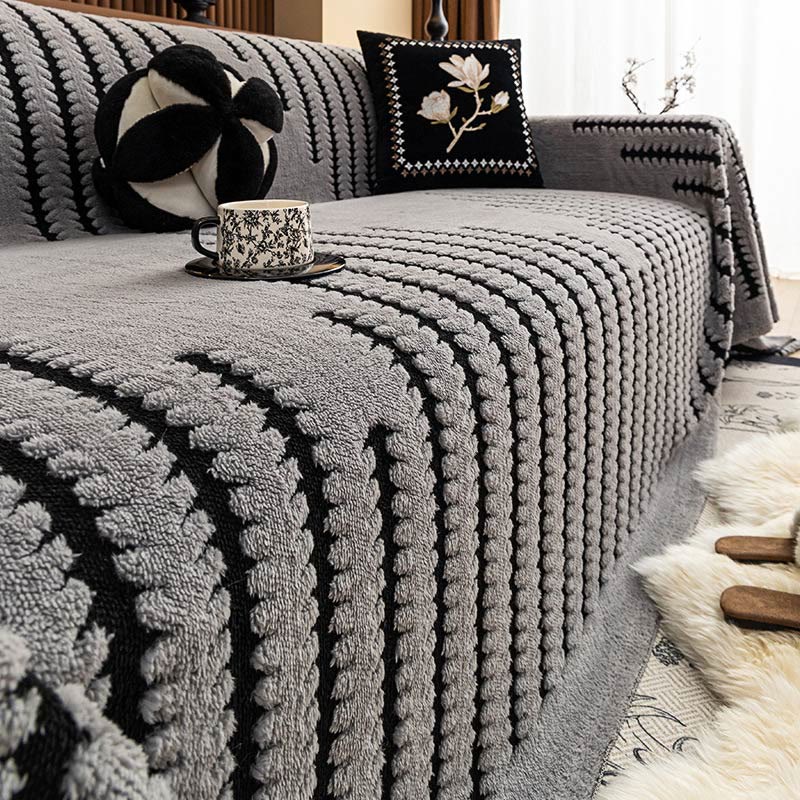 Ownkoti Thick Plush Chenille Stripe Sofa Cover - image 8