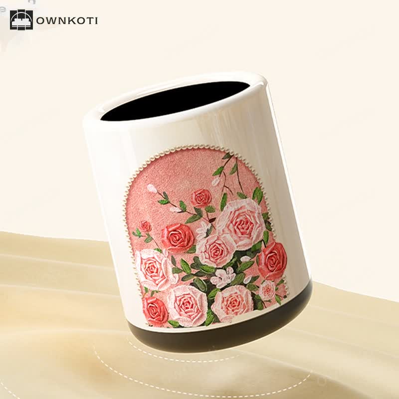 Ownkoti Elegant Rose Double Layer Durable Trash Can