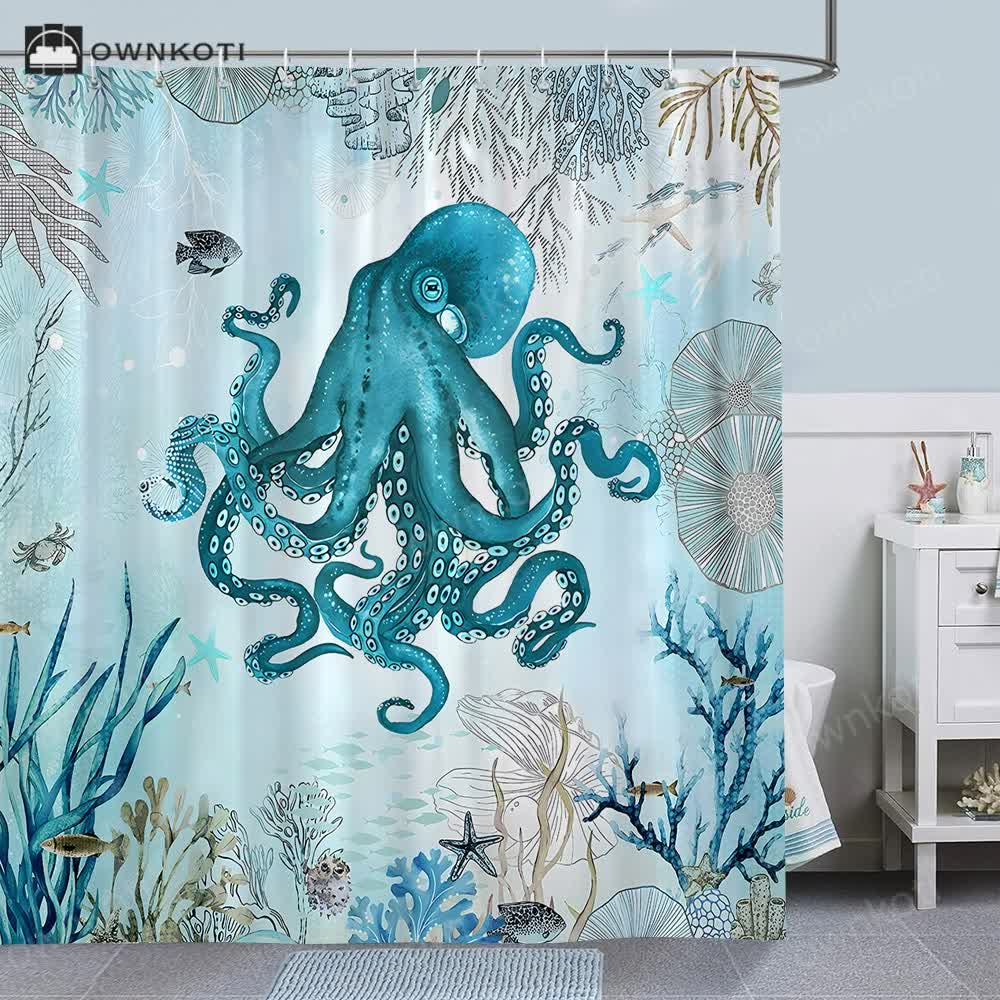 Ownkoti Underwater World Anti-mildew Shower Curtain