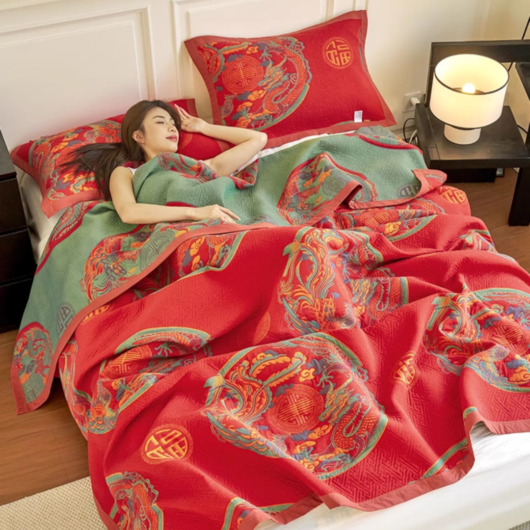 Ownkoti Vintage Three Layer Cotton Gauze Reversible Quilt