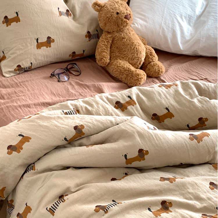 Ownkoti Dachshund Cotton Gauze Duvet Cover Bedding