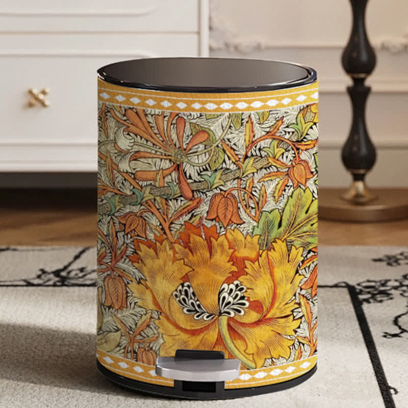 Ownkoti Double Layer Durable Vintage Floral Trash Bin