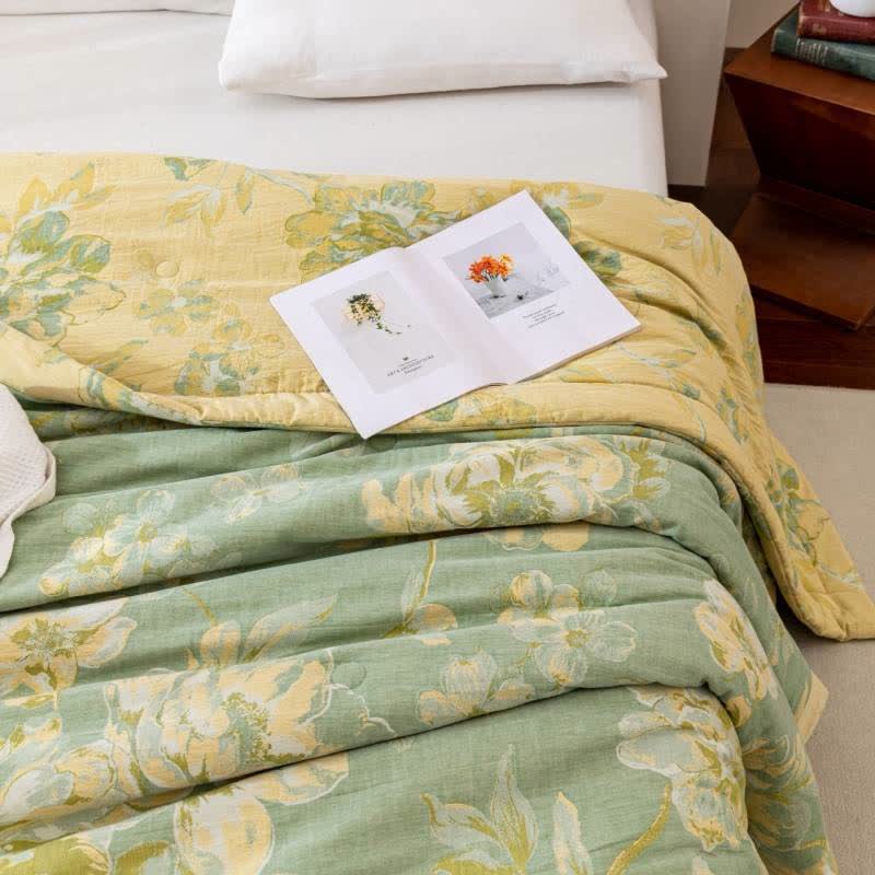 Ownkoti Yarn-dyed Cotton Gauze Jacquard Floral Quilt