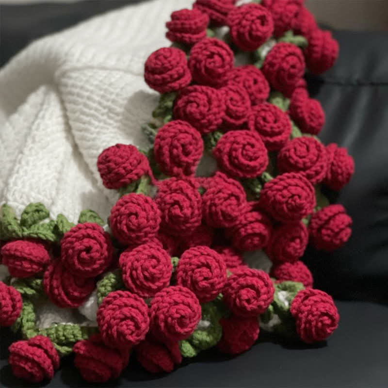 Ownkoti Handmade Crochet Rose Blanket Bouquet