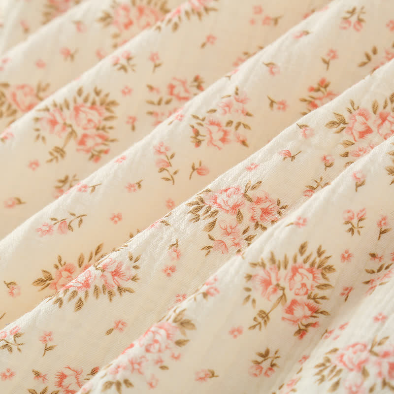 Ownkoti Cotton Double Gauze Floral Long Sleeve Nightdress