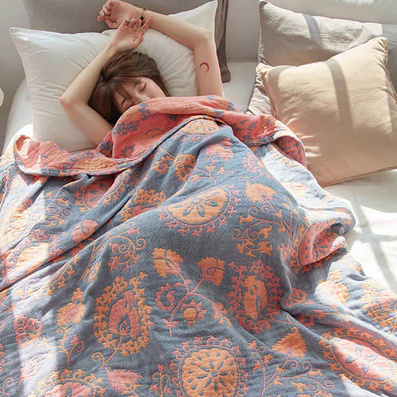 Ownkoti Reversible Cotton Quilt Colorful Flower Print