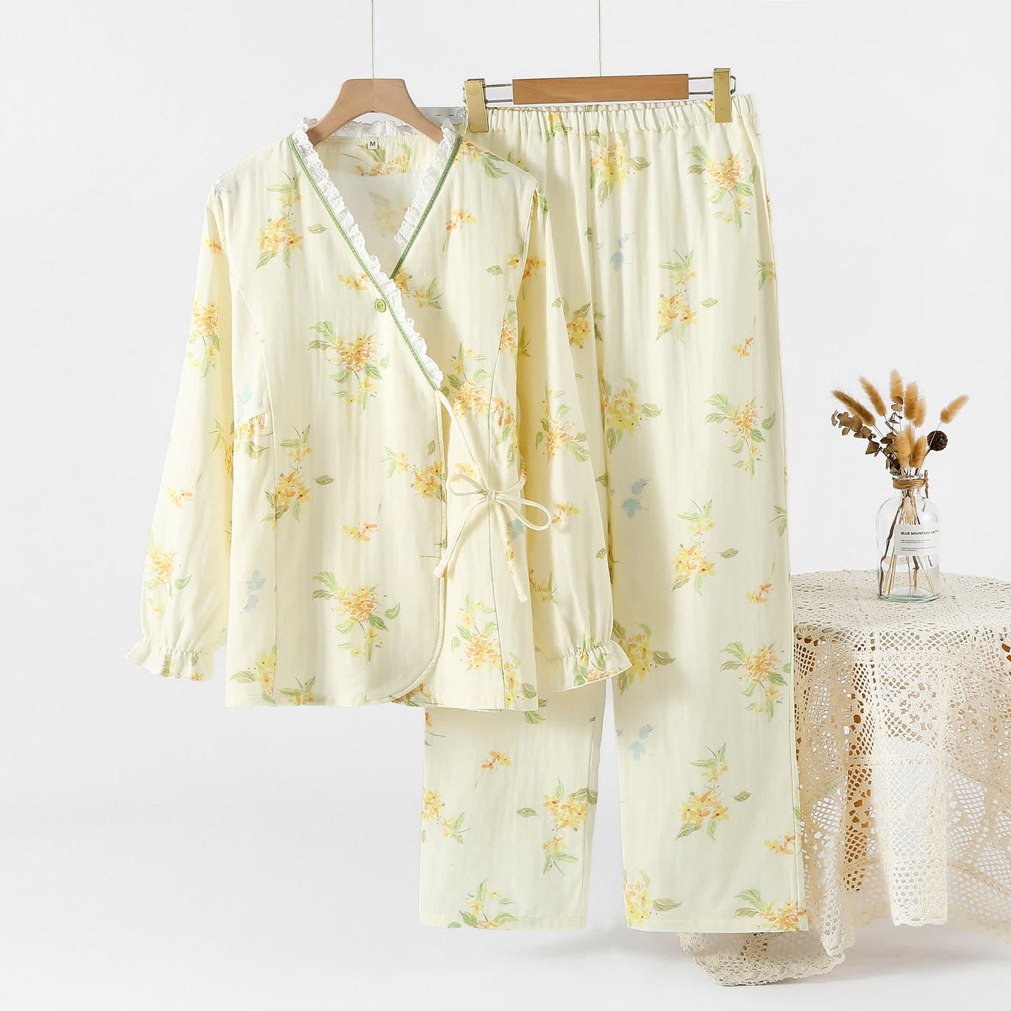 Ownkoti Osmanthus Print Cotton Gauze Pajama Set - XXL - image 0