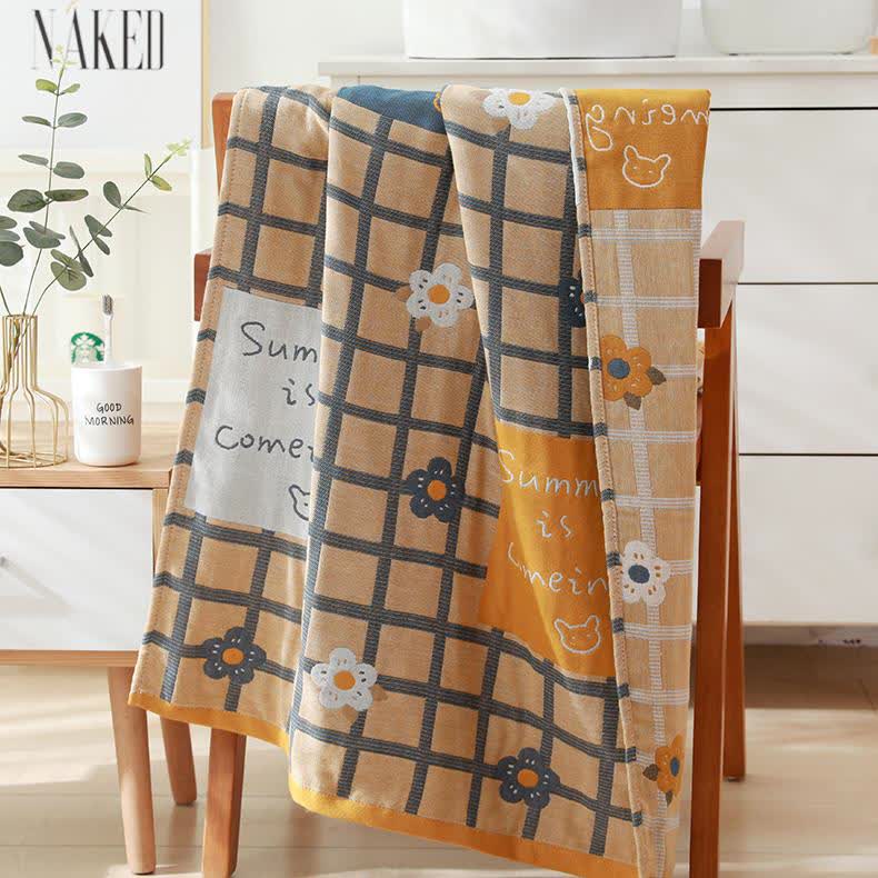 Ownkoti Plaid Retro Cotton Gauze Bath Towel - image 1