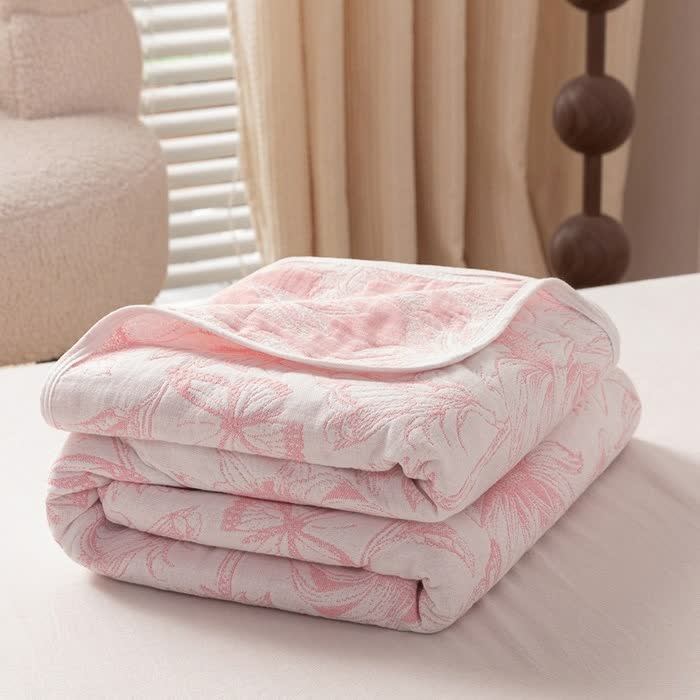 Cotton Gauze Yarn-dyed Sunflower Jacquard Quilt - image 2