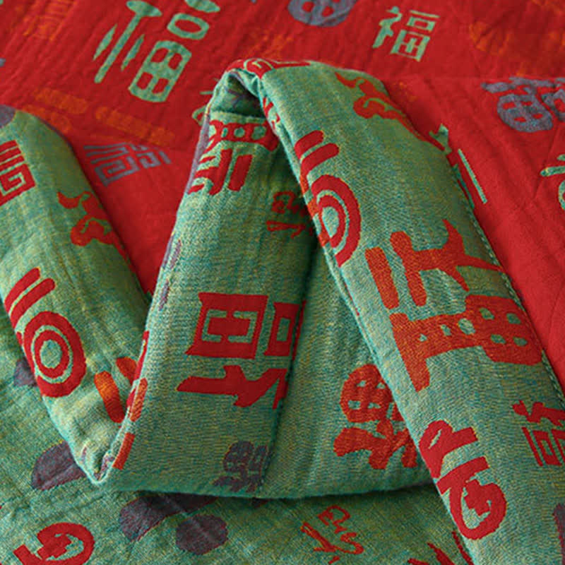 Ownkoti Retro Auspicious Reversible Summer Cotton Quilt