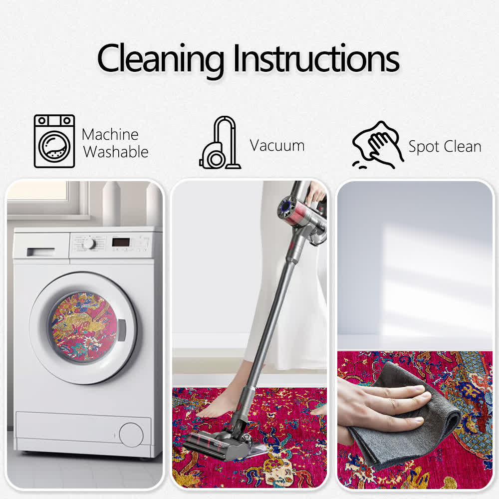 Ownkoti Oriental Dragon Washable Soft Area Rug