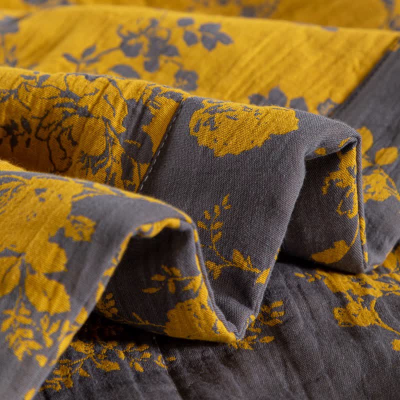 Ownkoti Yellow Floral Double-layer Cotton Summer Quilt