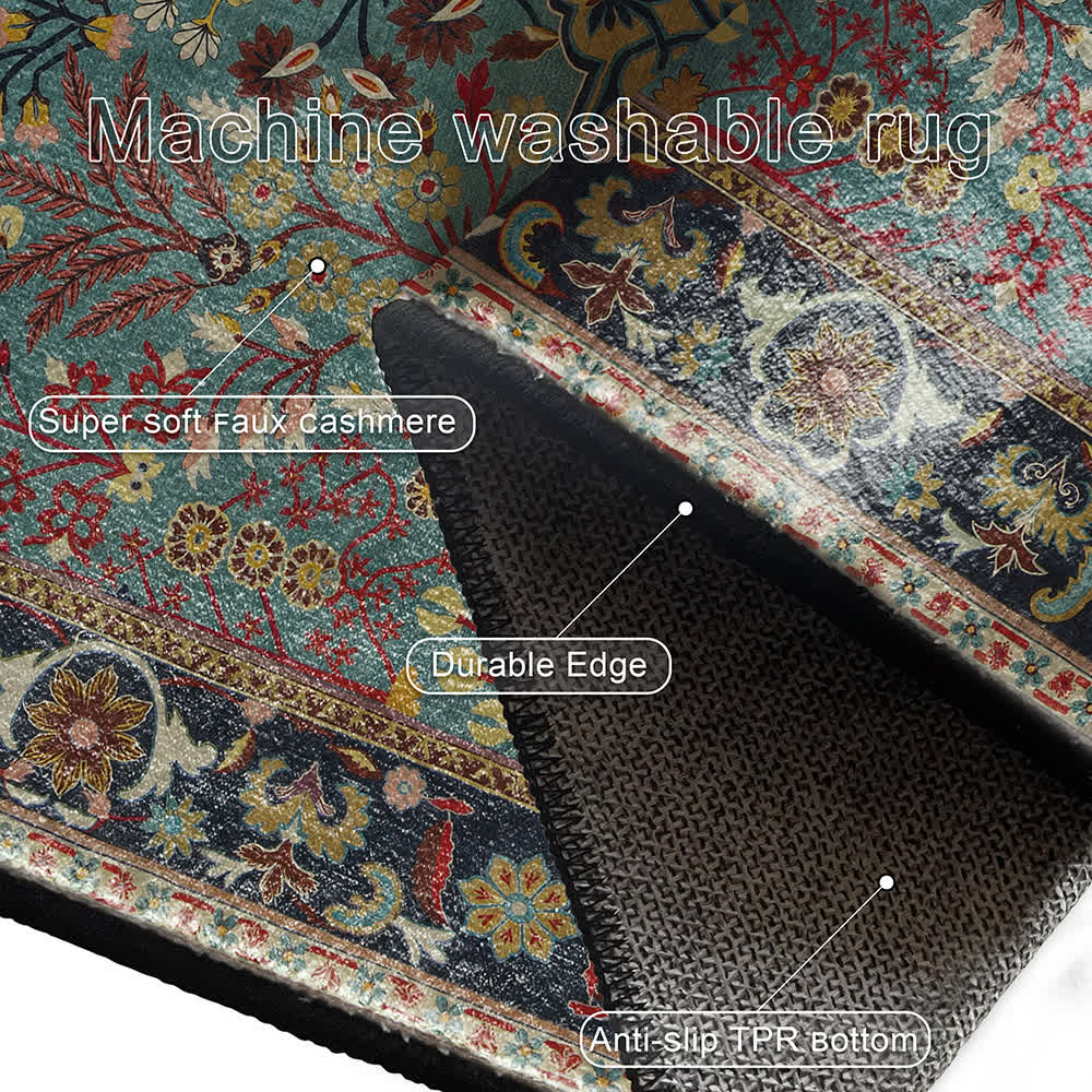 Ownkoti Bohemian Floral Anti-slip Indoor Outdoor Rug