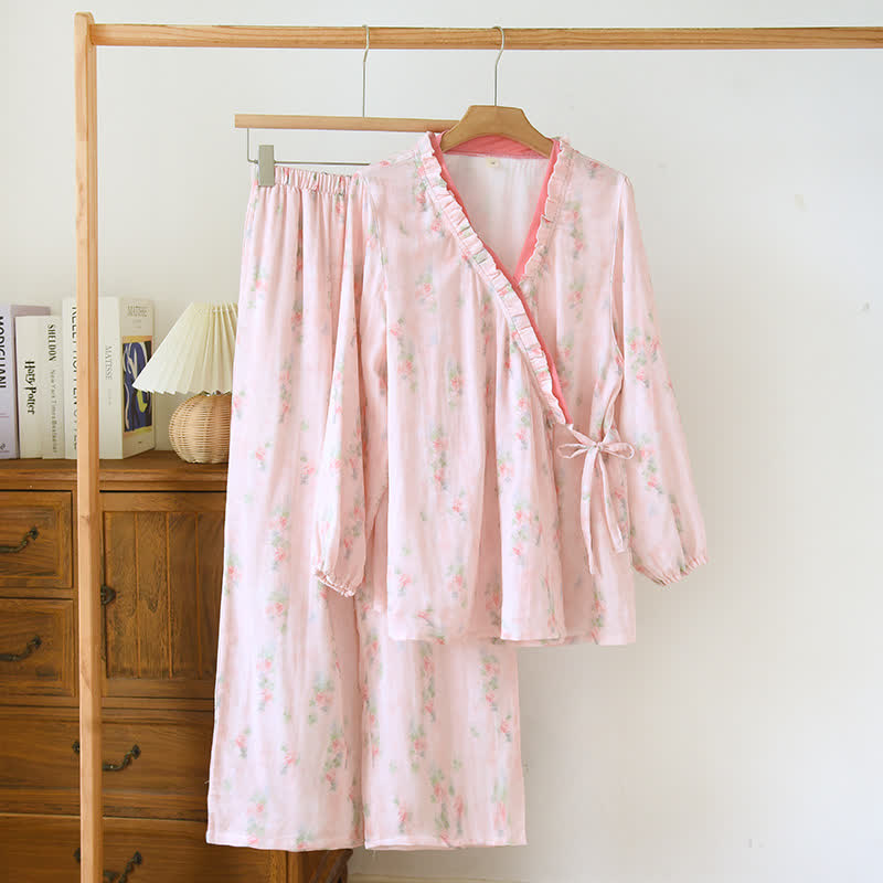 Ownkoti Bamboo Fiber Pink Floral Pajama Set