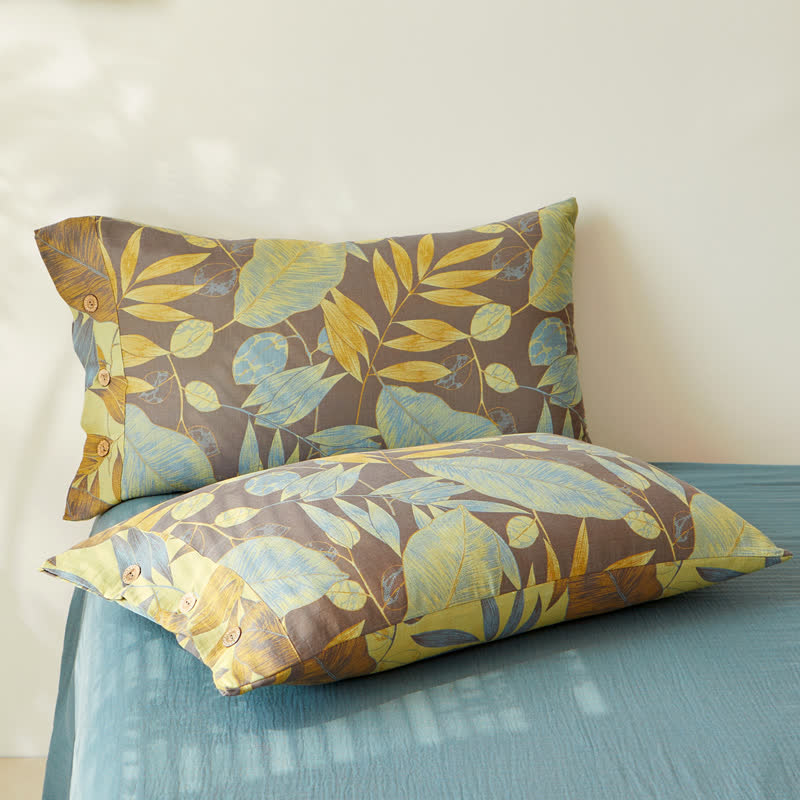 Ownkoti Leaf Cotton Jacquard Reversible Sheet Coverlet