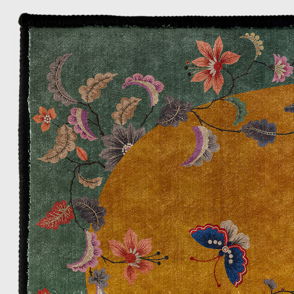 Ownkoti Anti-slip Floral Bird Foldable Area Rug