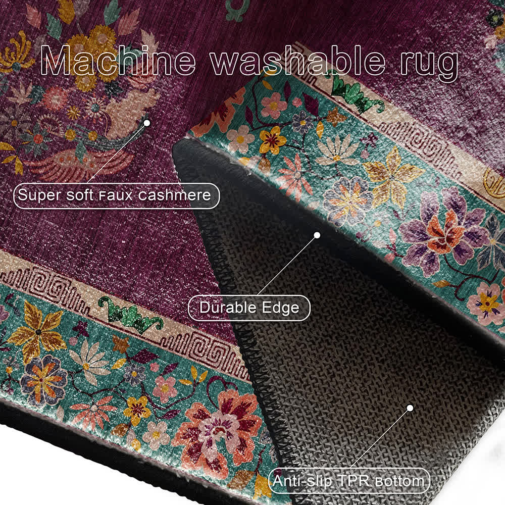 Ownkoti Retro Floral Anti-slip Indoor Outdoor Rug - image 7