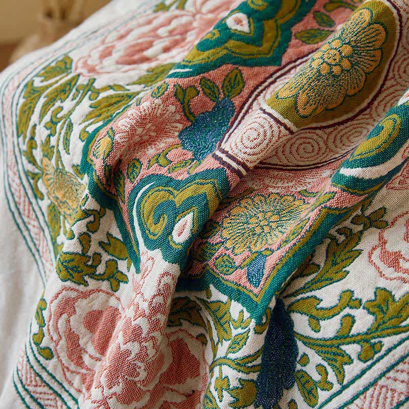 Ownkoti Elegant Floral Pure Cotton Gauze Absorbent Bath Towel