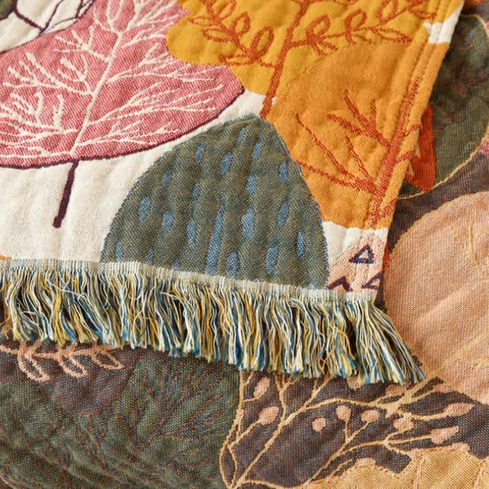 Ownkoti Maple Leaf Cotton Gauze Reversible Blanket
