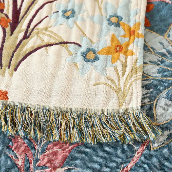 Ownkoti Rural Floral Cotton Gauze Reversible Quilt