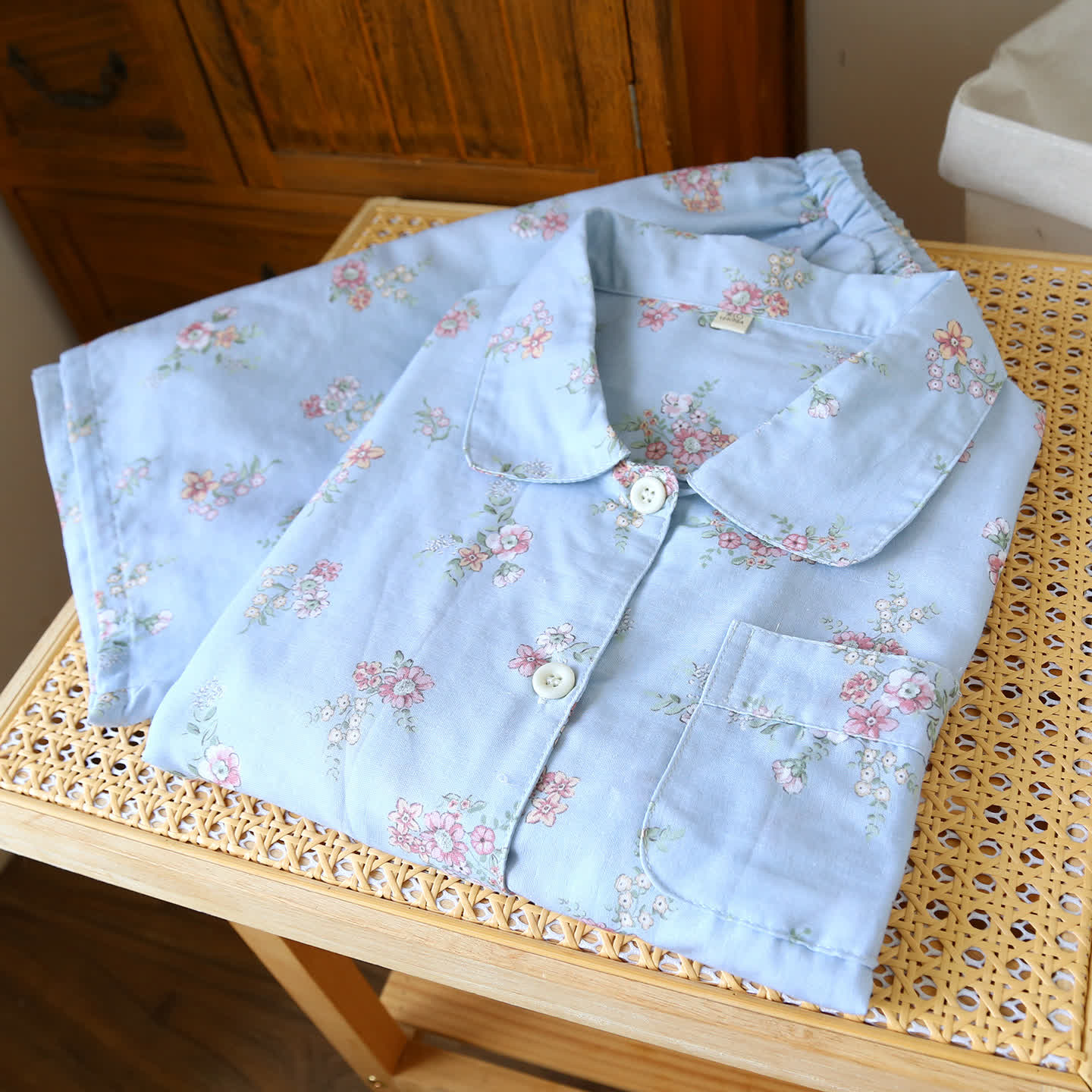 Ownkoti Rustic Floral Cotton Double Gauze Pajama Set