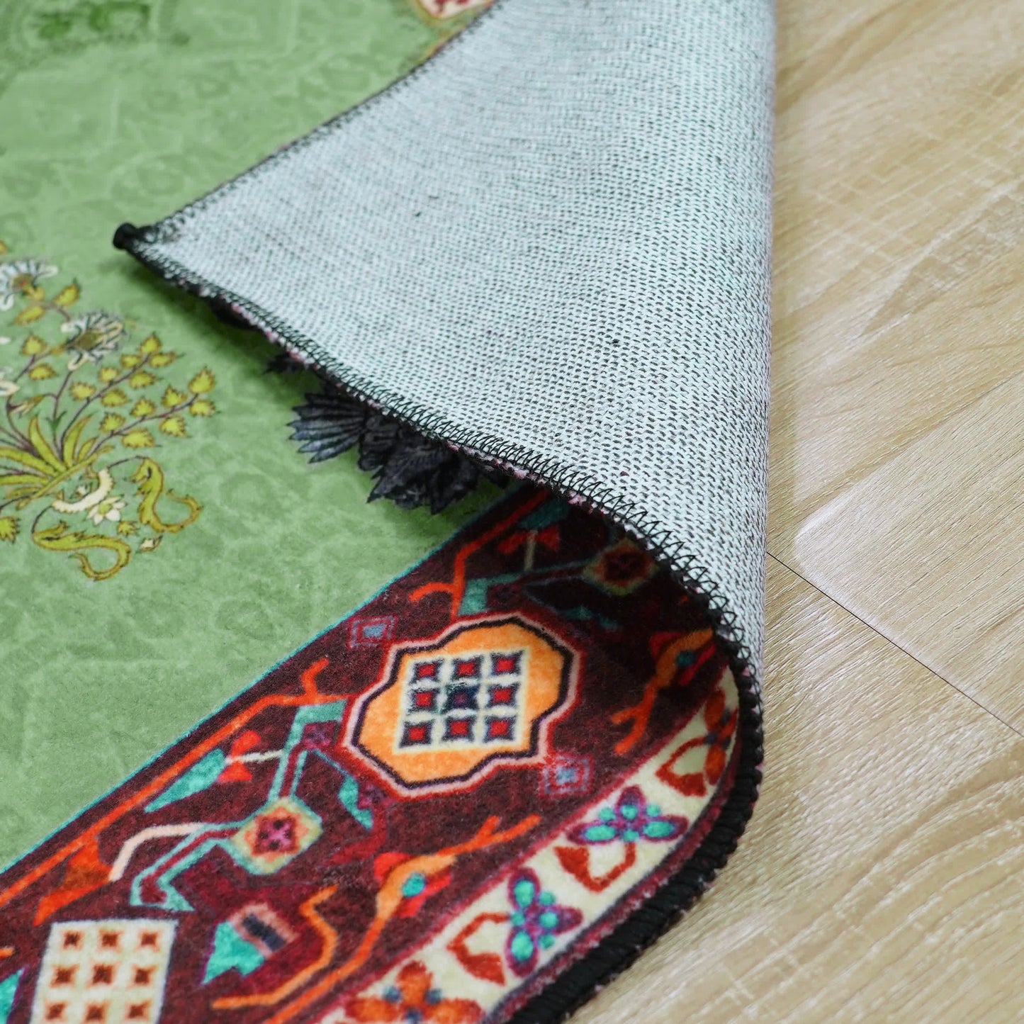 Ownkoti Washable Vintage Floral Anti-slip Green Area Rug - image 9
