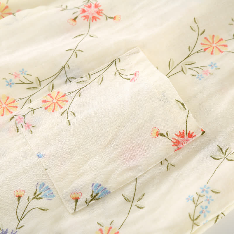 Ownkoti Floral Cotton Gauze Kimono Loungewear Robe