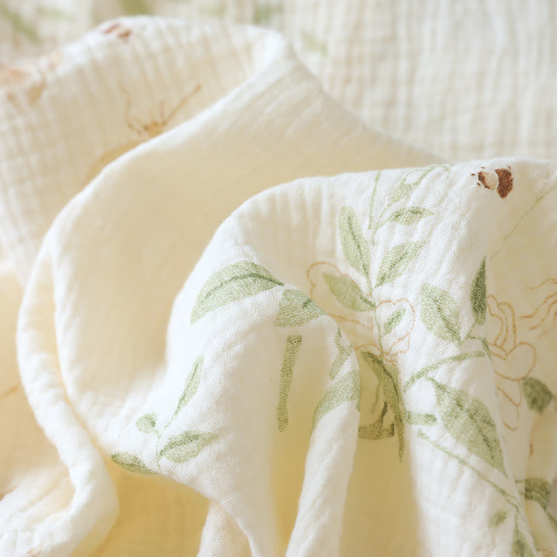 Ownkoti Butterfly Leaf Print Cotton Pajama Set