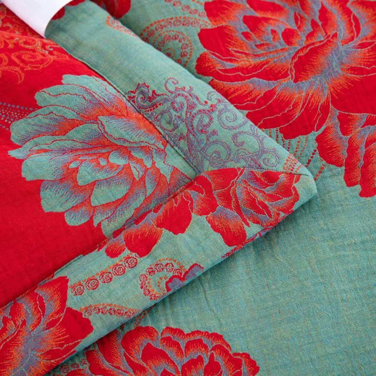 Ownkoti Red Peony Cotton Gauze Jacquard Quilt