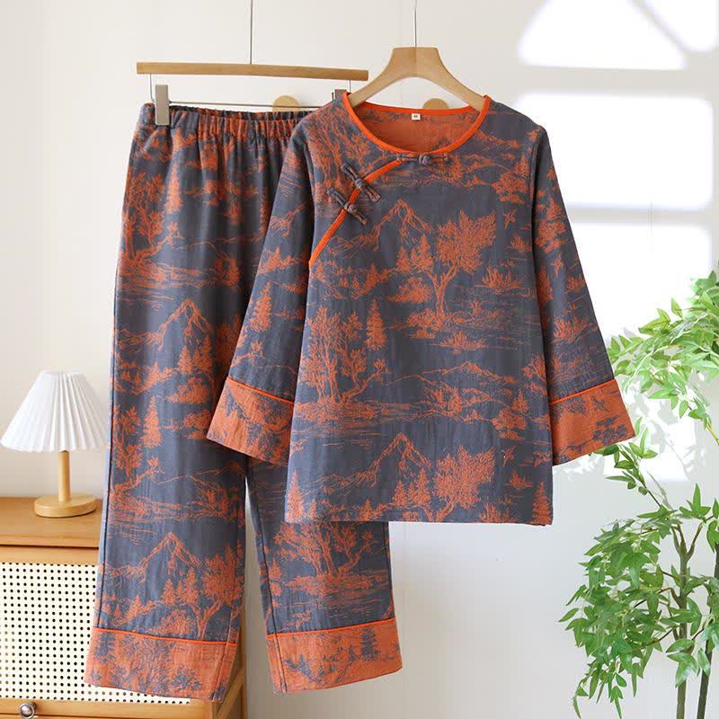 Ownkoti Nature Scene Cotton Double Gauze Sleepwear