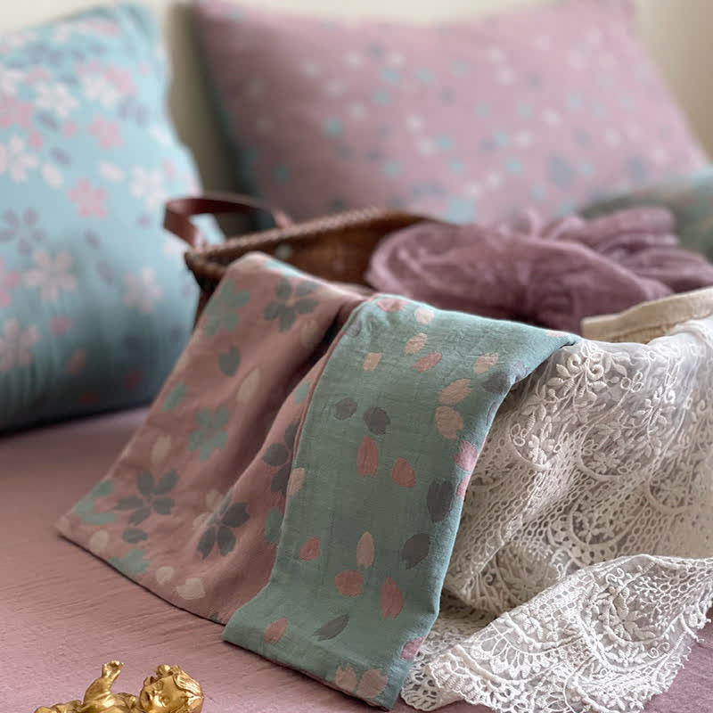 Ownkoti Cherry Blossom Cotton Gauze Bedding Set(4PCS)