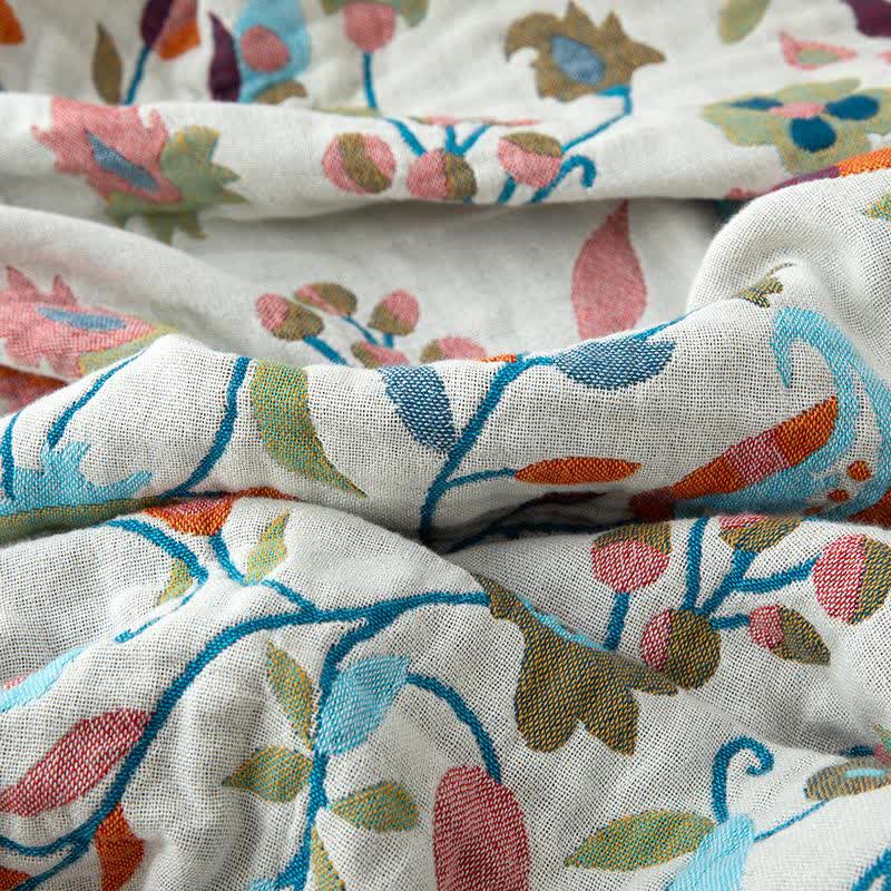 Bohemian Artistic Floral Leaf Cotton Quilt - image 4